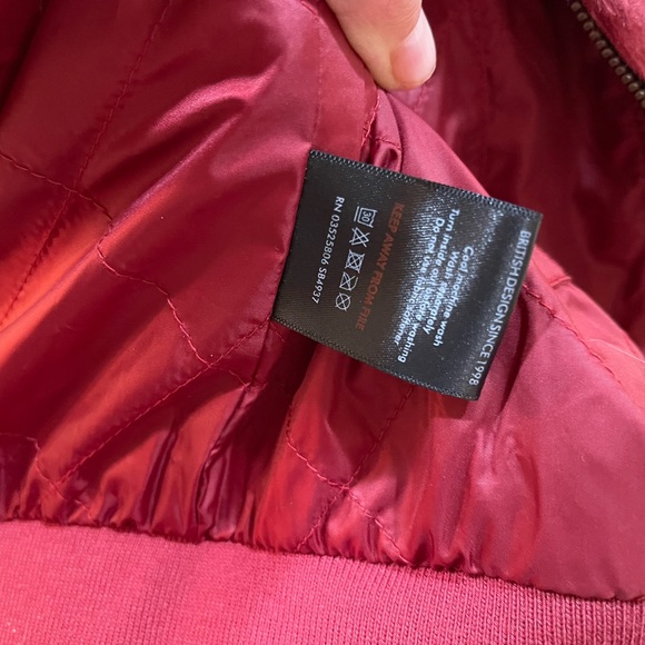 SWEATY BETTY: Model Faux Fur Bomber Jacket in Rust Red, Size Small, NEW WITH TAG - Picture 8 of 10